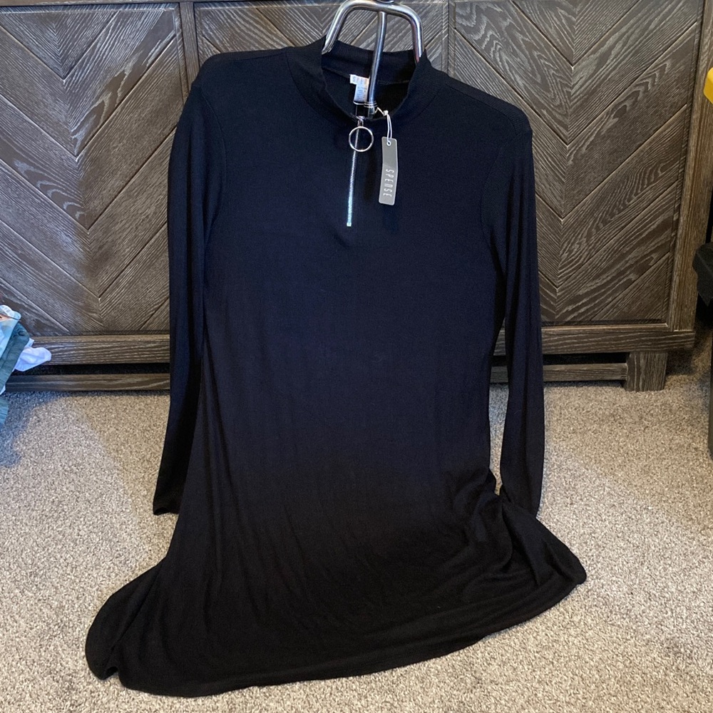 New Spence Black Long Sleeve Dress with Zipper Detail, variety of 6 scarves